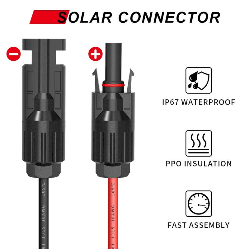 ELECTOP Solar Panel Connector Cable, 10AWG SAE Connector to Male & Female Solar Connectors PV Extension Cable Wire for RV Solar Panel DC Power Battery Charger with SAE Polarity Reverse Adapter - Image 2